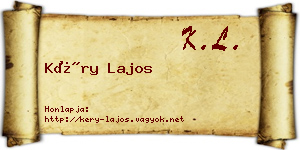 Kéry Lajos névjegykártya